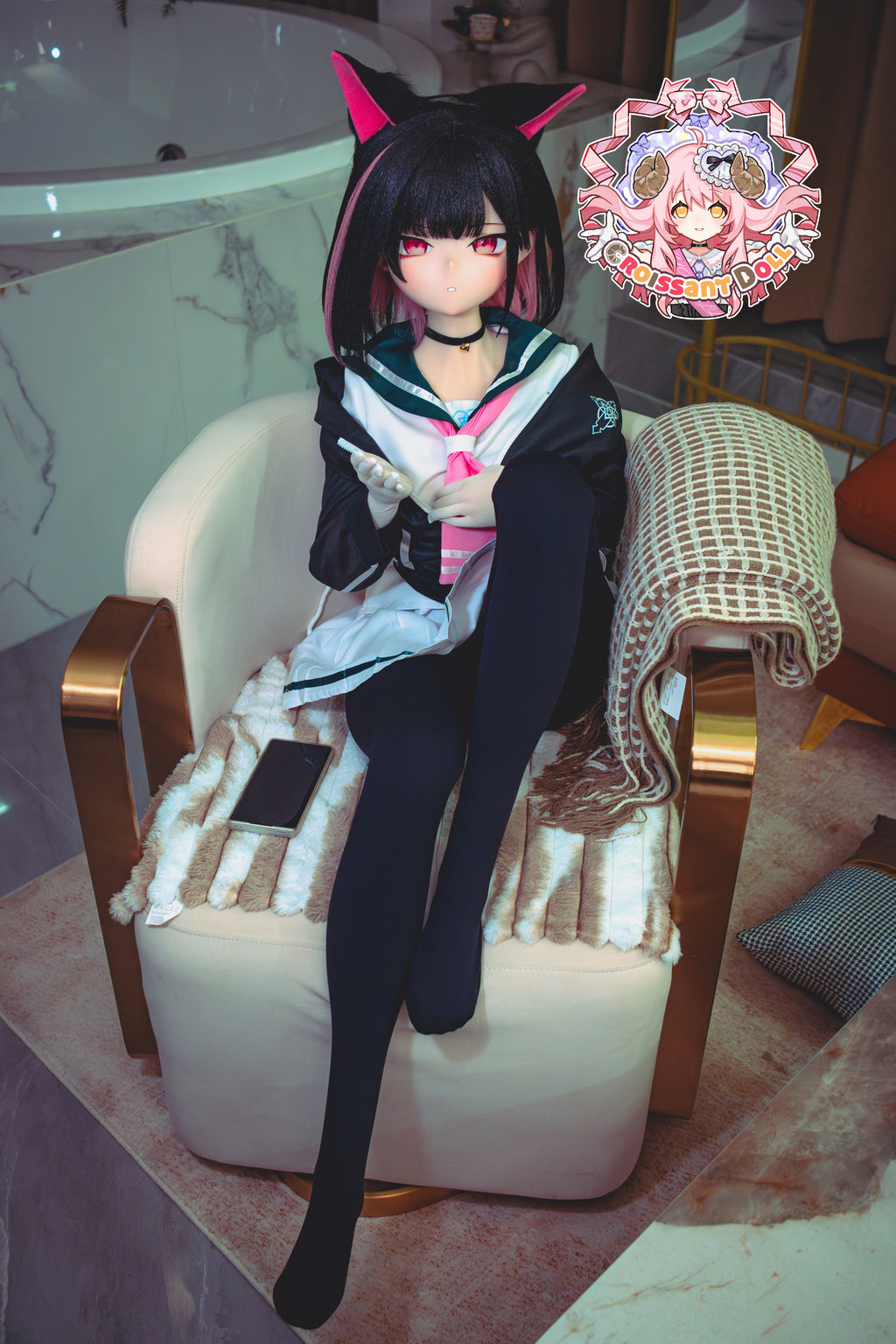 Croissant Doll #B04 155cm Love Doll – Vinyl Head, Hand-Painted Makeup, White Skin, Cosplay Style, Tsundere