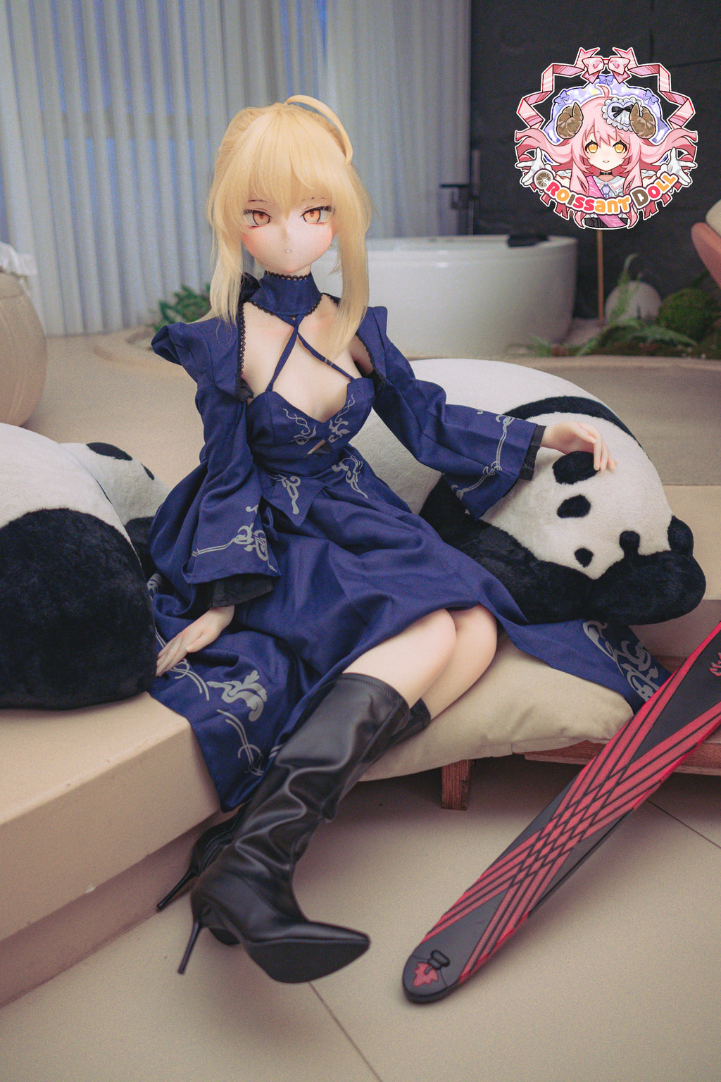 Croissant Doll #B04,155cm Love Doll – Vinyl Head, Hand-Painted Makeup, White Skin, Cosplay Dress